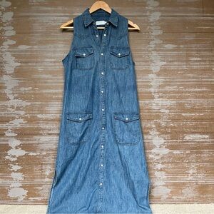 Boyish Sleeveless Button Down Maxi Dress Western Streetwear Rodeo Boho Womens S